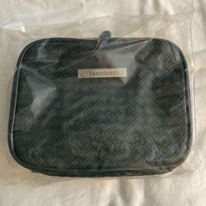 BeautiControl black zippered bag faux leather